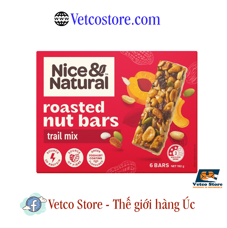 Ngũ Cốc Dạng Thanh Nice Natural Roasted Nut Bars Trail Mix 192g1