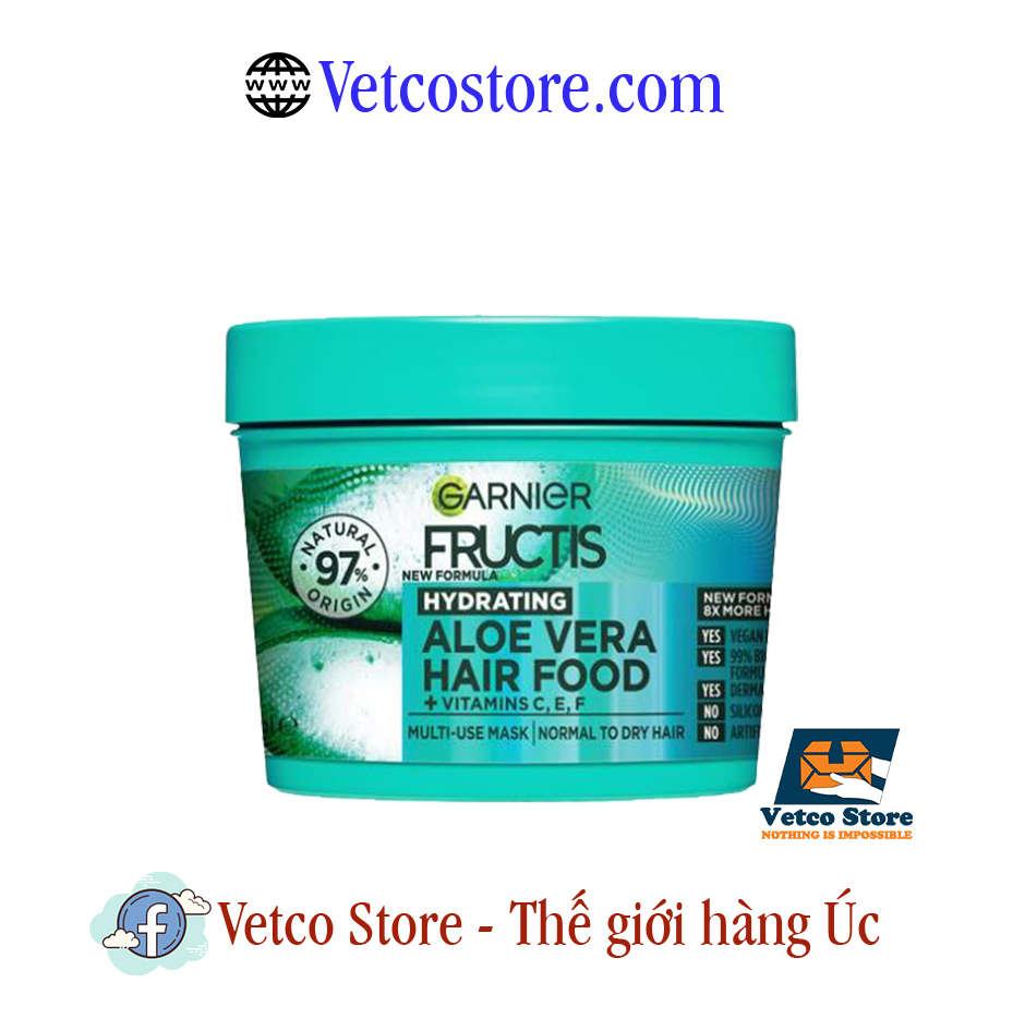 Ủ Tóc Garnier Fructis Hair Food Hydrating Aloe Vera 3in1 Mask Treatment 390ml1jpg