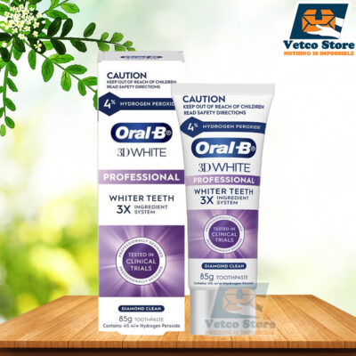 Kem Đánh Răng Trắng Răng Oral-B 3D White Professional Whiter Teeth 3X Ingredient System Diamond Clean 85g