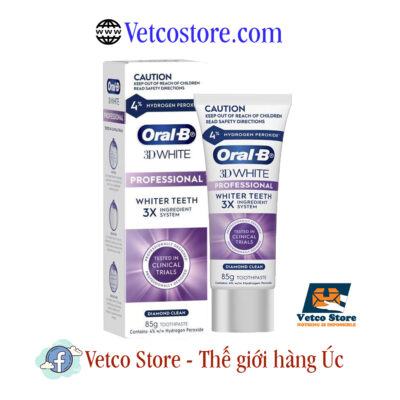 Kem Đánh Răng Oral-B 3D White Professional Whiter Teeth 3X Ingredient System Diamond Clean 85g3