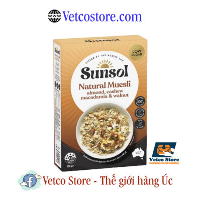 Ngũ Cốc Sunsol Natural Muesli Almond Cashew Macadamia Walnut 500g1